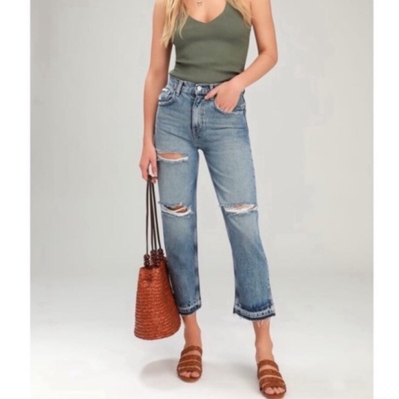 We The Free Denim - WE THE FREE | FREE PEOPLE Women's 24 Lita High Rise Distressed Crop Denim